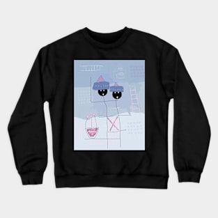 Kids and Fancy Hats Stick Figure Crewneck Sweatshirt